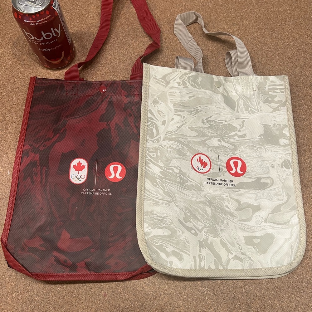 Lululemon Canada 🇨🇦 Olympic logo Red and Cream Tote Bags (2 bags)